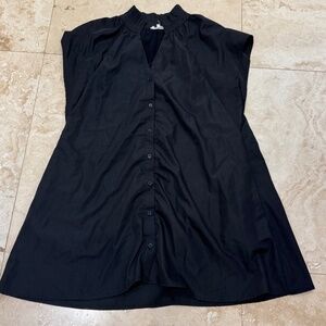Entro Black Shift Shirt Dress w/ruffled Collar- Pockets- Lined- size med.- NWOT